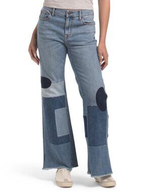 JOHNNY WAS The Patched Straight Flare Jeans